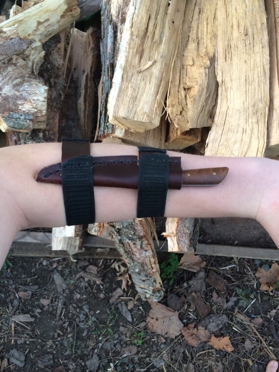 Leather arm knife sheath with elastic bands and small ...