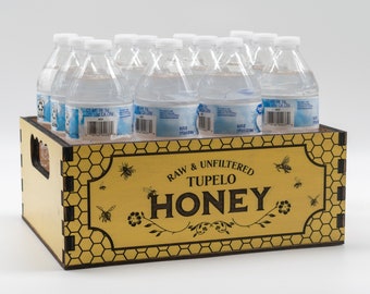 Tupelo Honey Crate - Great Christmas Gift Box - Vintage Yellow Color - Small Size - Sized to hold 12 cans or bottles