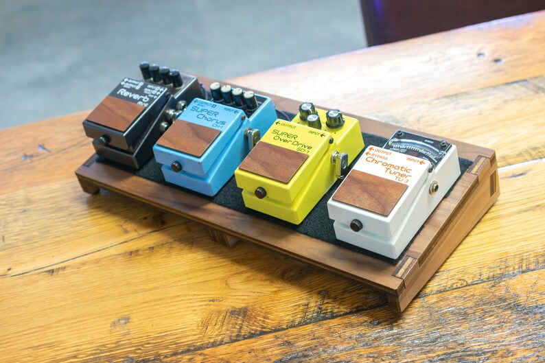 Complete Wood Pedalboard 4 Boss Pedals and Power Supply Etsy