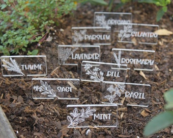 Laser Engraved Acrylic Herb Garden Markers, Garden Tags, Garden Signs, Plant Markers, Plant Tags