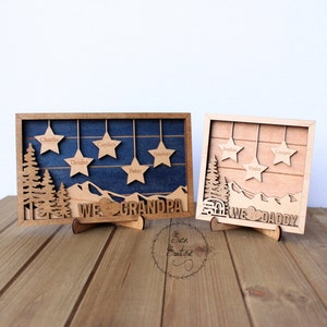 Personalized Mountain Star Name Frame Sign, Father&#39;s Day, Mother&#39;s Day Gift, Gifts for Him, Dad, Grandpa, Papa, Grandma, Customize Present