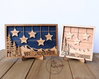 Personalized Mountain Star Name Frame Sign, Father&#39;s Day, Mother&#39;s Day Gift, Gifts for Him, Dad, Grandpa, Papa, Grandma, Customize Present