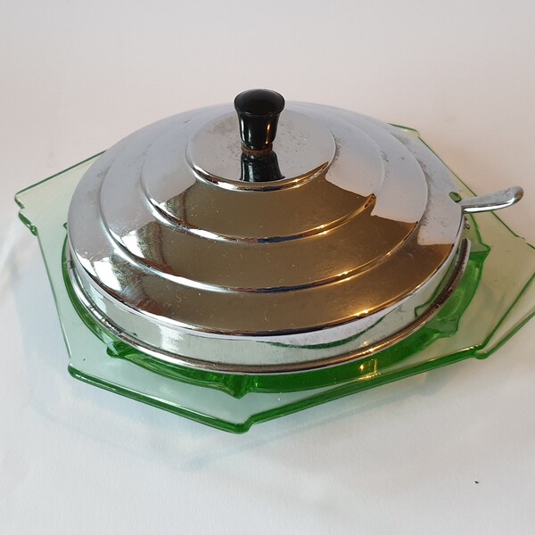 Glass Butter Dish Art Deco Etsy UK