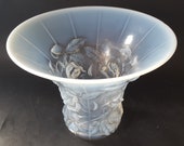 NEW LISTING Stylish Art Deco Lalique Style Joseph Inwald Barolac Opalescent Glass Roses Vase