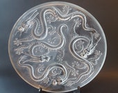 SALE 25 OFF Stunning Art Deco Lalique Style Josef Inwald Barolac Frosted Glass Chinese Dragon Bowl Charger