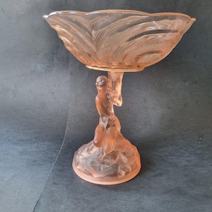 Very Rare Art Deco Pink Peach Glass Walther Complete Rotterdam Comport