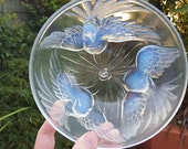 NEW LISTING Beautiful Lalique Style Art Deco Jobling Opalique Opalescent Bird Pattern Bowl