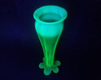 NEW LISTING Stunning and Impressive Victorian Vaseline Uranium Glass Opalescent Vase by John Walsh Walsh 1890s Stourbridge