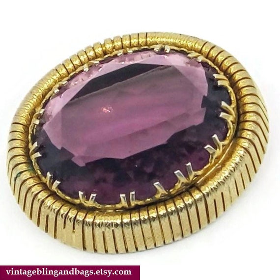 45x38mm vintage 1950s purple brooch, 1950s midcen… - image 1