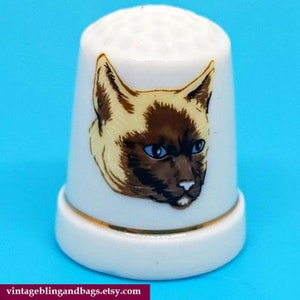 Vintage Siamese cat thimble China Thimble, vintage sewing thimble, vintage cat thimble, Siamese cat gift, collectable thimble, sewing gift