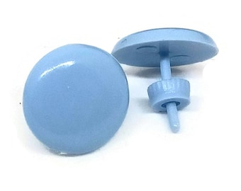 11mm light blue 1980s earrings, small 1980s blue earrings, 1980s earrings, vintage plastic earrings, plastic studs, vintage gift for her