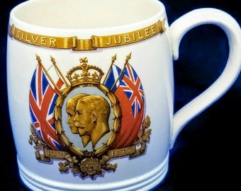 86mm Antique 1935 King George V taza jubilar de plata, recuerdos reales vintage, taza de jubileo de plata, recuerdos reales antiguos George V taza #2