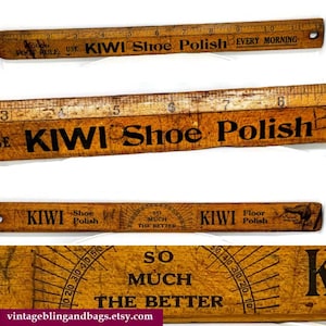 1915 antieke kiwi Poolse reclameliniaal, 12" antieke liniaal, vintage reclameliniaal, houten gradenboogliniaal, meten, gemaakt in de VS