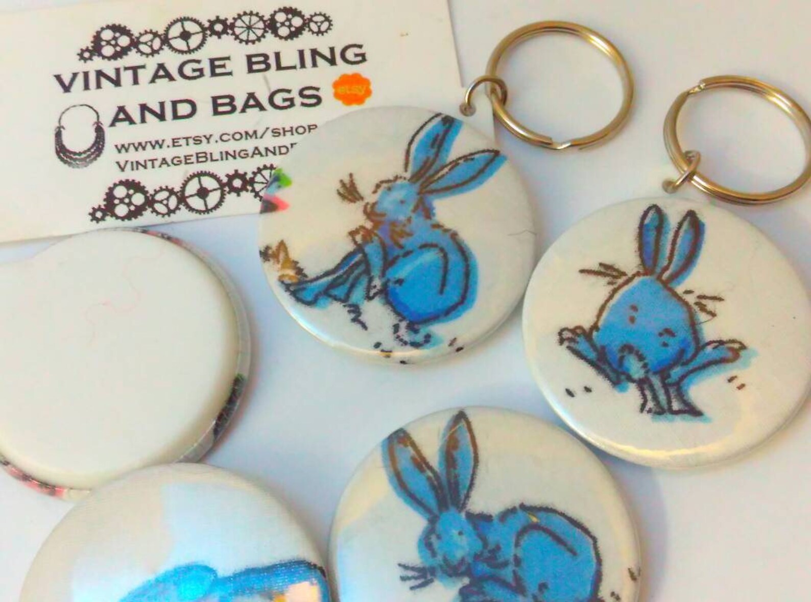 Blue rabbit keyring keychain Easter Bunny bunny keyring Etsy