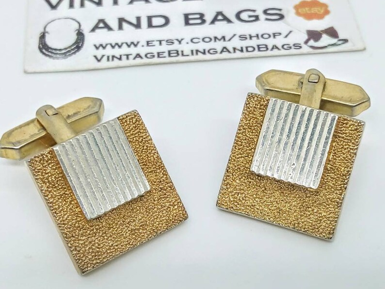 1970s 17mm Vintage cufflinks brutalist cuff links vintage sunburst cufflinks square cuff links vintage cufflinks wedding cufflinks