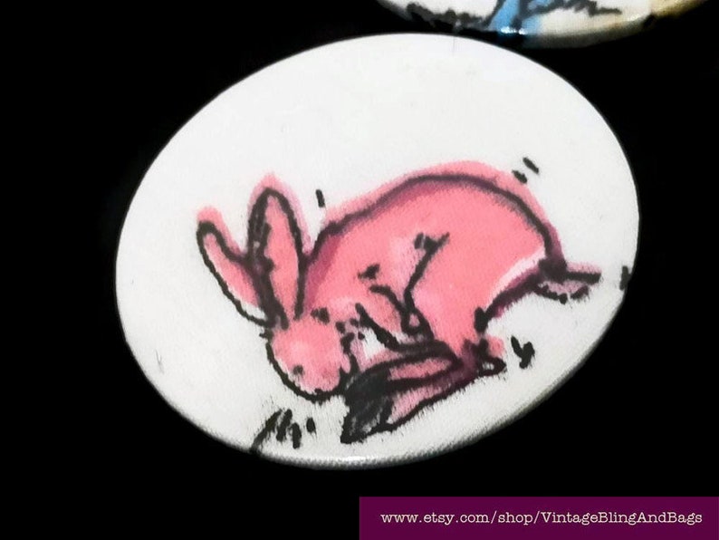 45mm Pink or blue pocket mirror, small handbag mirror, rabbit pocket mirror, rabbit handbag mirror, handmade lipstick mirror, Easter gift image 3