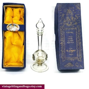 97mm Empty handmade vintage glass Perfume Bottle & Box by R Expo, Copal, vintage perfume bottle, Indian perfume bottle, decanter bottle,