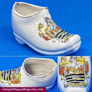 95x49mm 1930s Antique Blackpool crestware boot, Antique Blackpool souvenirs, vintage Blackpool crested china, ceramic boot knick-knack #15