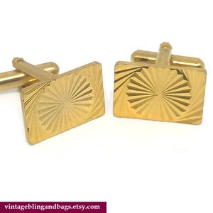 19x13mm 1970s Vintage cufflinks, vintage starburst cufflinks, rectangular cufflinks, 1970s wedding cufflinks, vintage men&#39;s accessories