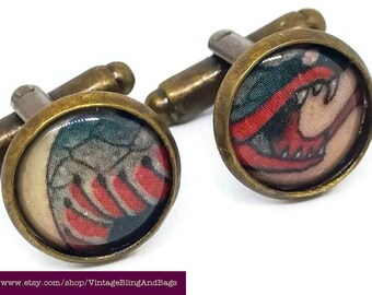 Handmade cufflinks, snake cufflinks, wedding cufflinks, bridegroom's cufflinks, handmade fish cufflinks, gifts for him, secret Santa