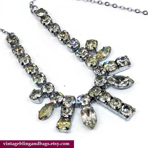 36cm 1980s Vintage Rhinestone Necklace, Vintage Necklace