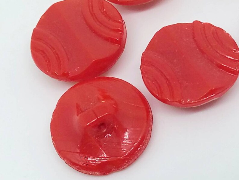 red buttons art deco glass buttons 6 14mm vintage BRIGHT RED glass buttons sewing notions new old stock vintage red glass buttons