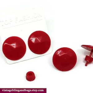 12mm 1980s red facetted earrings, red earrings, 1980s red studs, stud earrings,vintage red plastic studs, 1980s jewellery, gift for her