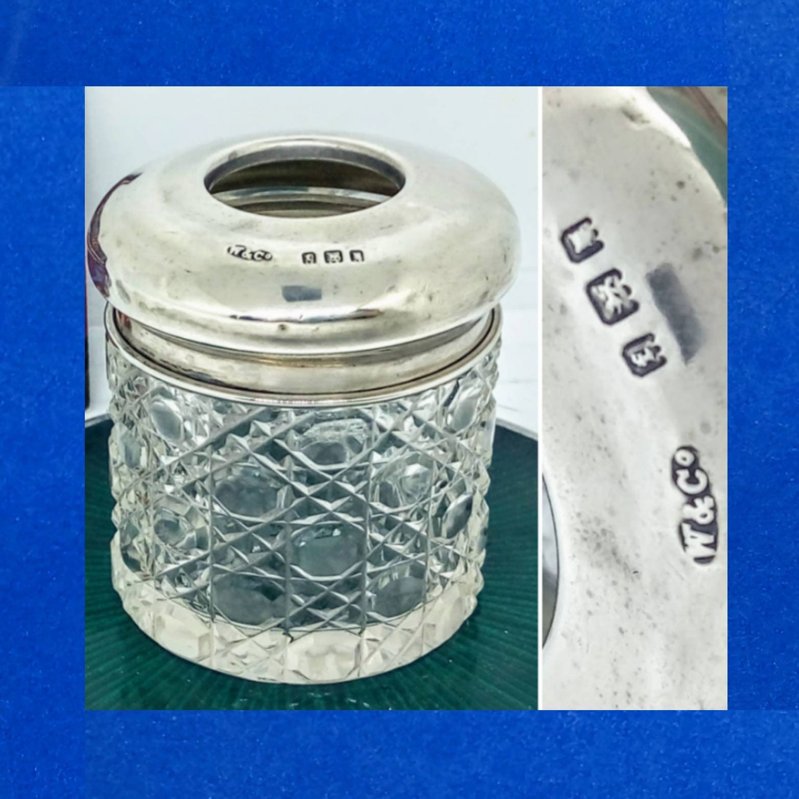 Image of 1921 Wolfsky & Co Antique Sterling Silver Hair Tidy, Antique Jar, Bedroom Storage, Storage Dressing Table Jar