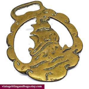 1970s Vintage horse brass, galleon ship horse brass, vintage nautical decor, ornamental horse brass, traditional horse brass, retro home dec