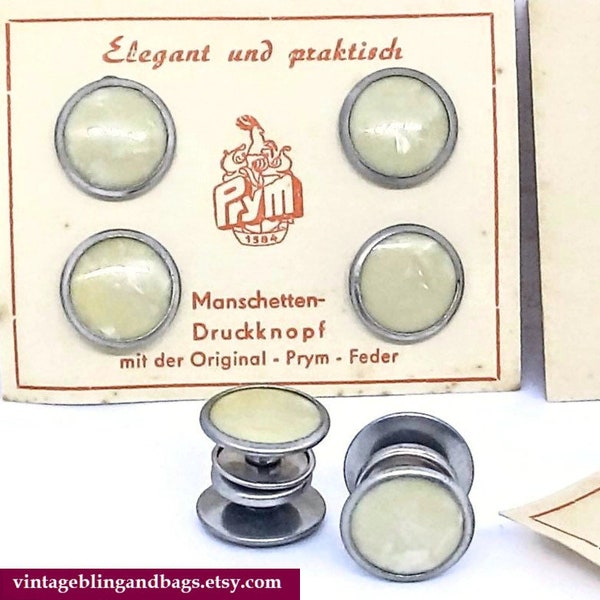 1930s NEW OLD STOCK 14mm beige vintage Manschettenknöpfe, Prym Snap Manschettenknöpfe, vintage Manschettenknöpfe, 1930s Art Deco Manschettenknöpfe, beige Manschettenknöpfe