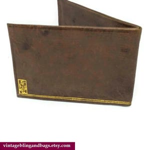 Carteira vintage de couro marrom de 11,5 x 8 cm com texto em árabe, carteira masculina, carteira vintage dobrável, carteira de couro marrom, carteira vintage de couro nº 1