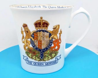 92mm 1990 Queen Elizabeth the Queen Mother 90th birthday mug, Aynsley bone china commemorative, royal memorabilia mug, Queen Mother mug