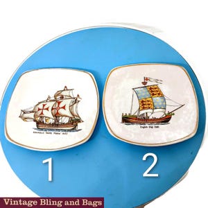 83 mm 1950-tals Vintage midvinterprydnadsskål, nautisk prydnadsskål, vintage midvinternålsbricka, vintage miniatyrtallrik, keramik från mitten av århundradet