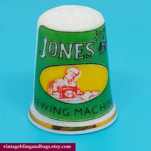 1980s Vintage Bone China Thimble, Jones sewing machine advertising thimble, vintage sewing thimble, collectable thimble, sewing advertising