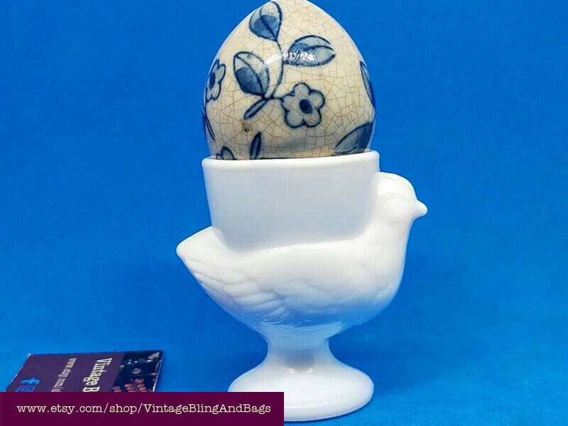1950s French Vintage Milk Glass Egg Cup Vintage Novelty Egg Etsy