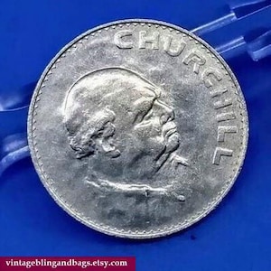 Vintage 1965 Vintage Winston Churchill memorial commemorative crown coin, Winston Churchill medallion, vintage memorabilia, Churchill coin