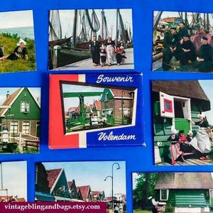 Zestaw 10 oryginalnych kolorowych fotografii z lat 50. XX wieku z Volendam Holland, zdjęcia z połowy XX wieku, zdjęcia z Holandii z lat 30. XX wieku, zdjęcia vintage
