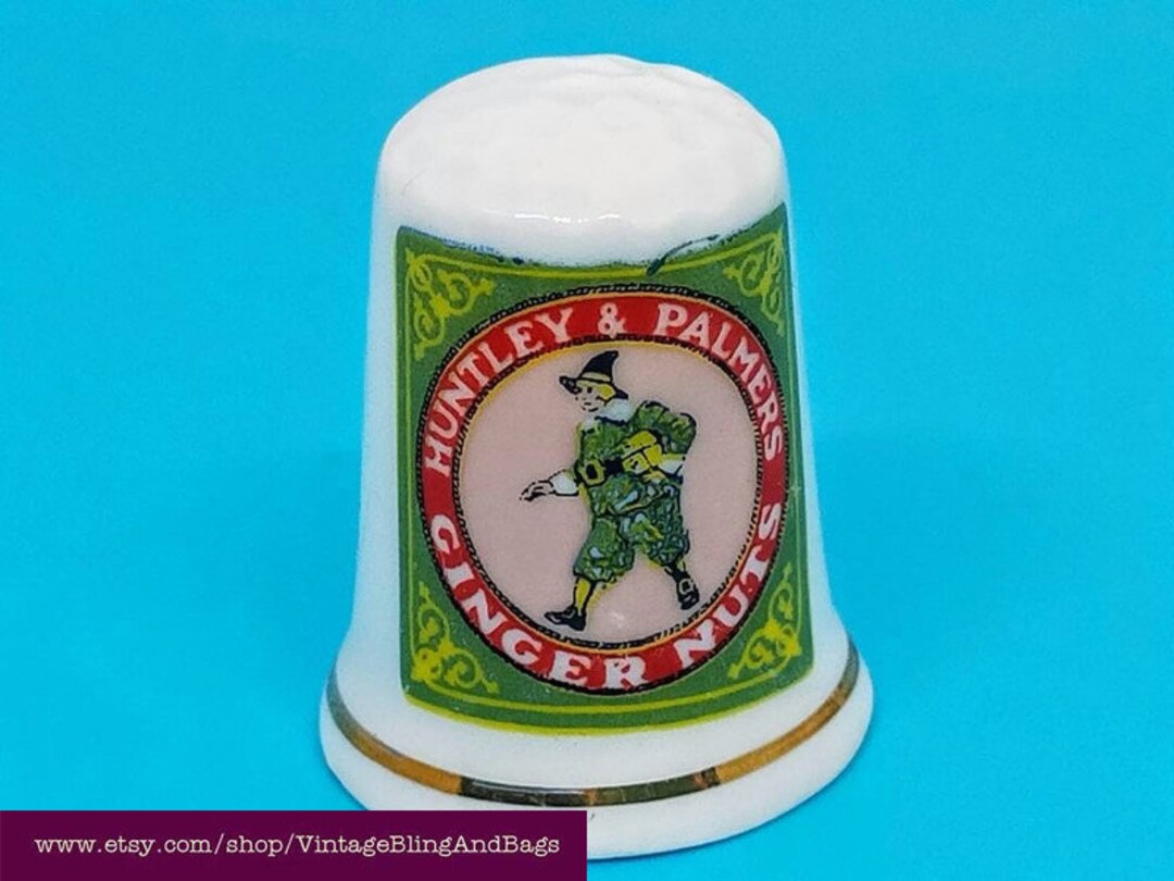 1980s Vintage Bone China Thimble, Huntley and Palmer Advertising