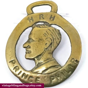 87x72mm vintage Prince Philip horse brass, vintage horse brass, vintage royal memorabilia horse brass, traditional English horse brass
