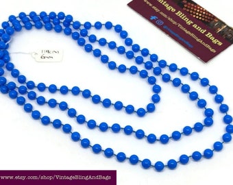 119cm 6mm 1980s vintage necklace, 1980s necklace, vintage blue necklace, 1980s turquoise necklace, blue bead necklace, vintage gift for her