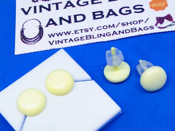 8mm NOS LEMON YELLOW 1980s earrings, small 1980s y