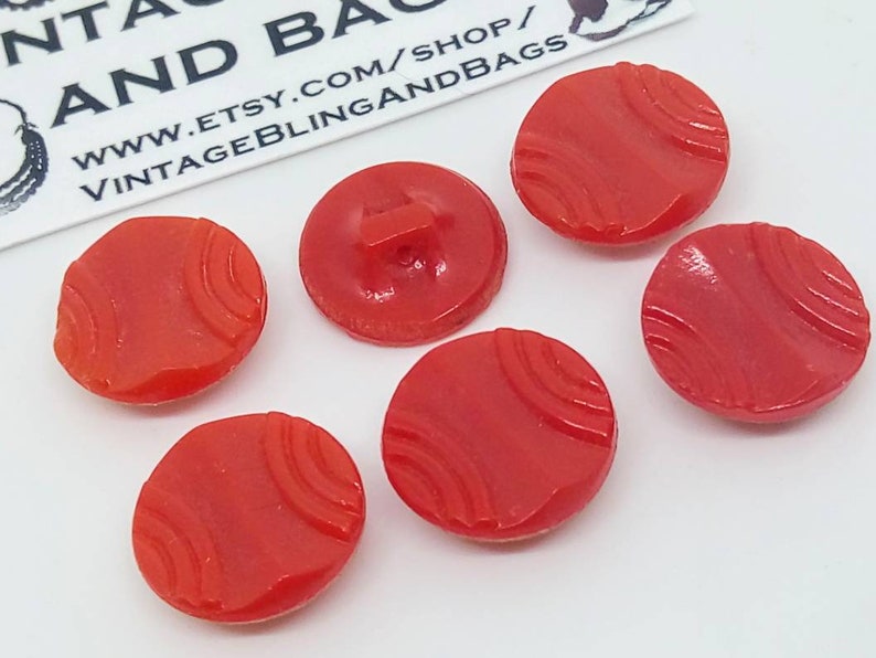 red buttons art deco glass buttons 6 14mm vintage BRIGHT RED glass buttons sewing notions new old stock vintage red glass buttons