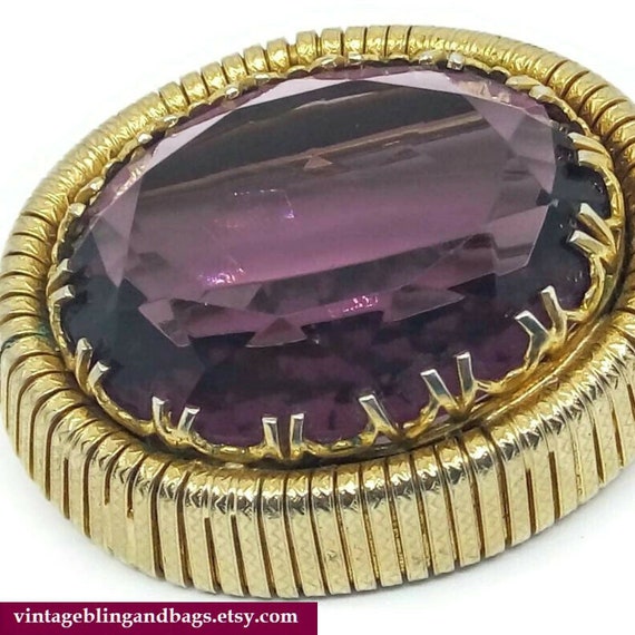 45x38mm vintage 1950s purple brooch, 1950s midcen… - image 6