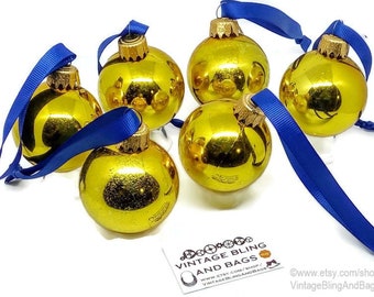 6 x 55mm 1970s Vintage baubles, gold vintage bauble, vintage Christmas decorations, gold Christmas baubles, baubles, vintage gold baubles