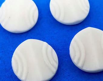 6 18mm unused 1930s vintage white buttons, vintage white glass buttons, glass buttons, art deco glass buttons, sewing notions, haberdashery