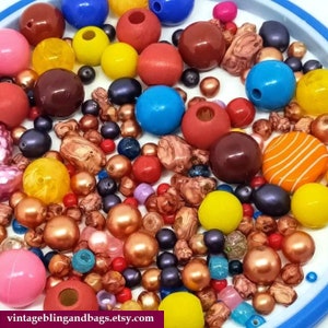 150g of glass, wood, plastic etc reclaimed rainbow beads, recycled beads, recycled yellow beads, reclaimed red beads, blue beads, jewelry