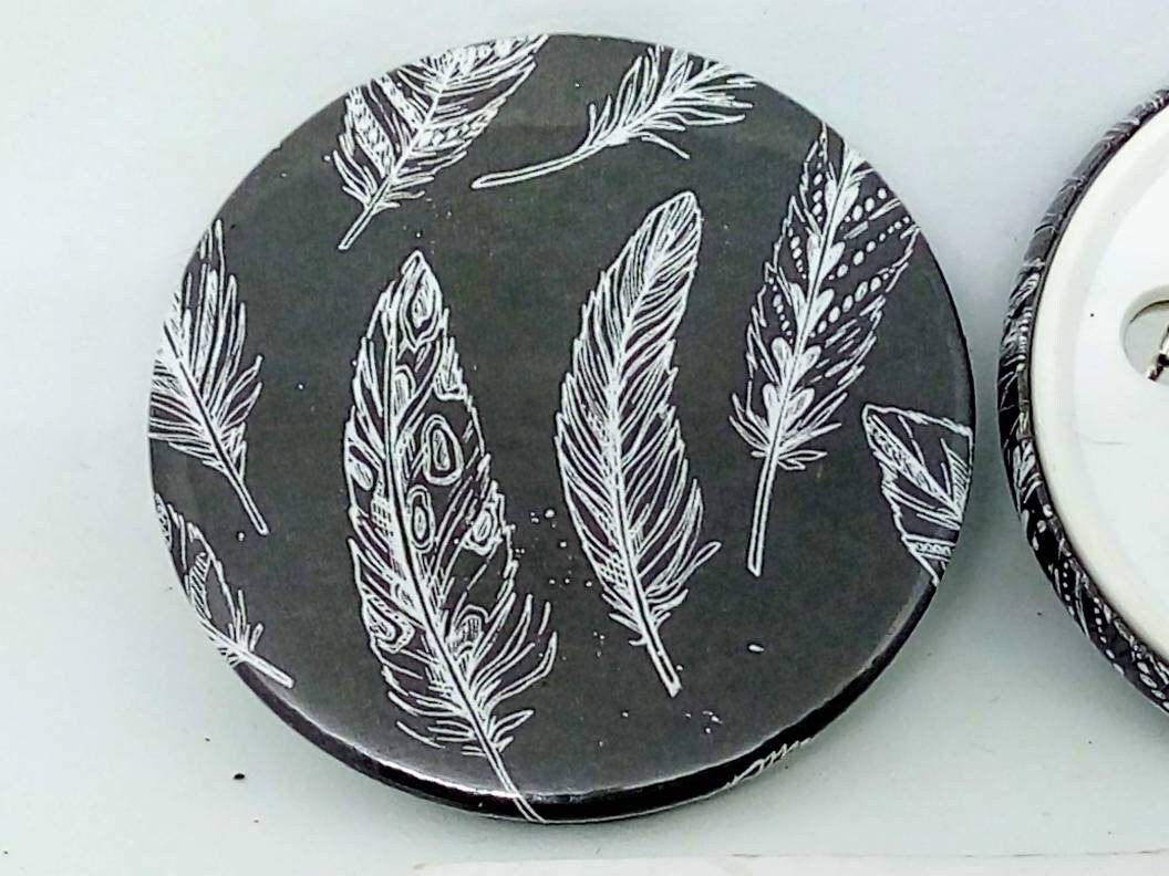 Handmade badge feather badge feather rockabilly badge Etsy