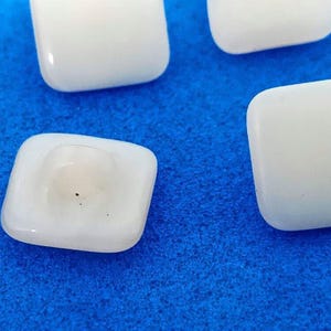 6 1cm unused 1930s vintage white buttons, vintage white glass buttons, square buttons, art deco glass buttons, sewing notions, haberdashery image 3
