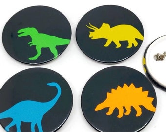 45mm Handmade dinosaur badge, dinosaur pinback badge, Dinosaur button, Dinosaur pinback button, party bag favours, stocking stuffers badge