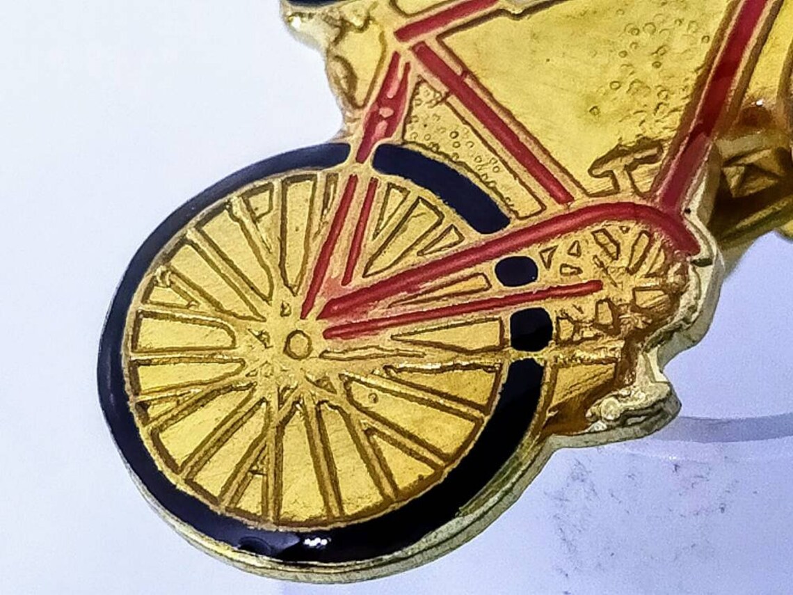 1980s vintage enamel bicycle pin red vintage bicycle pin Etsy
